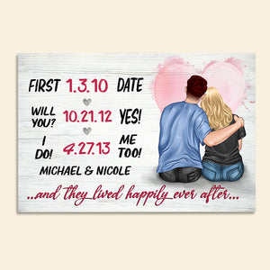 Personalized Young Couple Poster - And They Lived Happily Ever After - First Date, Will You? Yes, I Do, Me Too - Poster & Canvas - GoDuckee