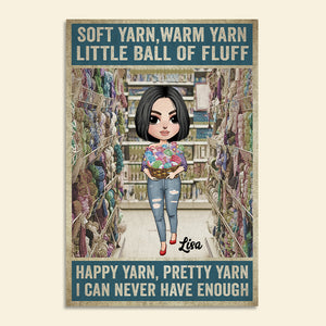 Personalized Knitting Girl Poster - Girl Holding Yarn - Soft Yarn Warn Yarn Little Ball Of Fluff - Poster & Canvas - GoDuckee