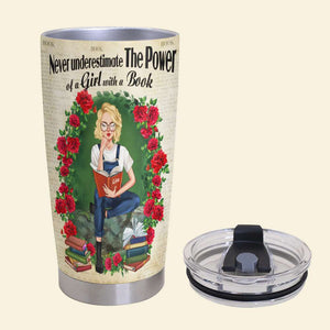Personalized Reading Girl Tumbler - Never Underestimate The Power Of A Girl With A Book - Tumbler Cup - GoDuckee