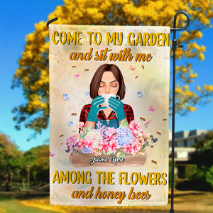 Personalized Autumn Gifts Ideas For Gardening Girl, Come To My Garden and Sit With Me - Custom Flag - Flag - GoDuckee