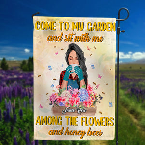 Personalized Autumn Gifts Ideas For Gardening Girl, Come To My Garden and Sit With Me - Custom Flag - Flag - GoDuckee