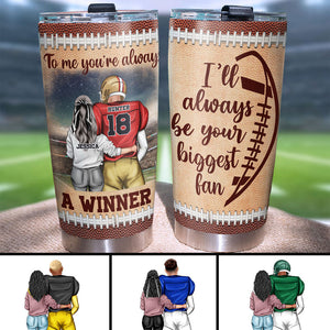 Personalized American Football Couple Tumbler - To Me You're Always A Winner - Tumbler Cup - GoDuckee