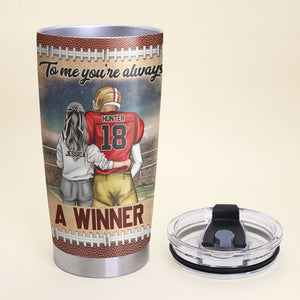 Personalized American Football Couple Tumbler - Like The Game Love The Player - Tumbler Cup - GoDuckee