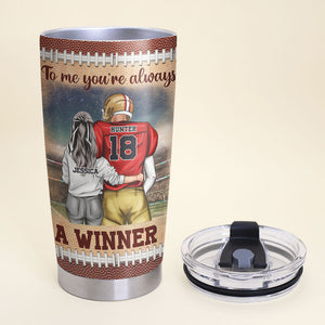 Personalized American Football Couple Tumbler - To Me You're Always A Winner - Tumbler Cup - GoDuckee