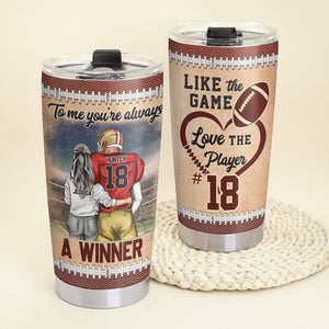 Personalized American Football Couple Tumbler - Like The Game Love The Player - Tumbler Cup - GoDuckee