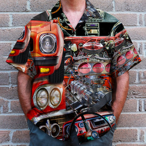 Muscle Car Hawaiian Shirt - Car Engine Pattern - Hawaiian Shirts - GoDuckee