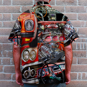 Muscle Car Hawaiian Shirt - Car Engine Pattern - Hawaiian Shirts - GoDuckee