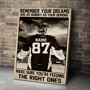 Vintage Ice Hockey Poster - Custom Name, Number - Remember Your Dreams Are As Hungry As Your Demons Make Sure You're Feeding The Right One - Poster & Canvas - GoDuckee