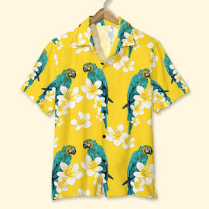 Parrot Hawaiian Shirt, Aloha Shirt, Yellow Flower Pattern, Gift For Summer - Hawaiian Shirts - GoDuckee