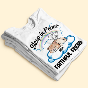 Sleeping Angel Cat, Personalized Cat Memorial Shirt, Sleep In Peace Faithful Friend - Shirts - GoDuckee