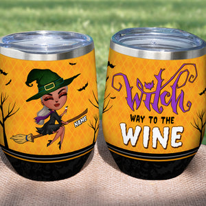 Personalized Witch Girl Wine Tumbler - Way To The Wine - Wine Tumbler - GoDuckee