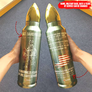 Military Bullet Tumbler - Custom Name & Year - Thank You For Being A Role Model Who Displayed A Profound Influence - Water Bottles - GoDuckee