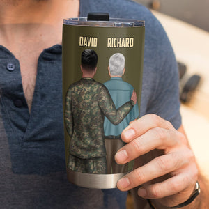 Personalized Military Dad Tumbler Cup - custom military Unit - I Once Protected Him Now He Protects Me - Tumbler Cup - GoDuckee