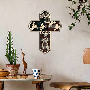 Motocross Man Back Personalized 3D 2-Layered Wood Art - Wood Sign - GoDuckee