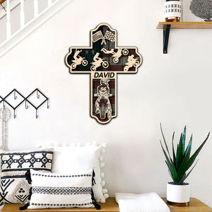 Motocross Man Back Personalized 3D 2-Layered Wood Art - Wood Sign - GoDuckee