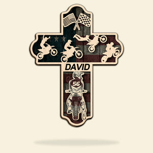 Motocross Man Back Personalized 3D 2-Layered Wood Art - Wood Sign - GoDuckee