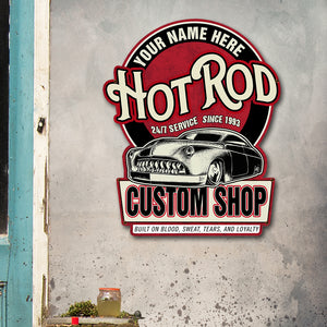 Drag Racing Built Metal Sign - Custom Shop's Name - On Blood Sweat Tears and Loyalty - Metal Wall Art - GoDuckee