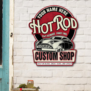 Drag Racing Built Metal Sign - Custom Shop's Name - On Blood Sweat Tears and Loyalty - Metal Wall Art - GoDuckee