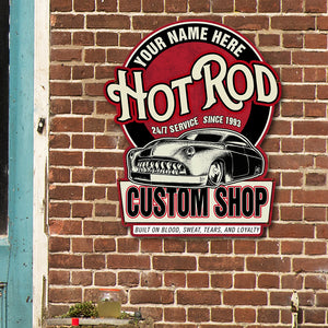 Drag Racing Built Metal Sign - Custom Shop's Name - On Blood Sweat Tears and Loyalty - Metal Wall Art - GoDuckee