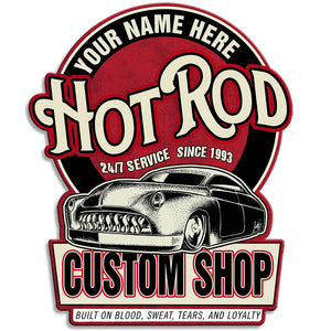 Drag Racing Built Metal Sign - Custom Shop's Name - On Blood Sweat Tears and Loyalty - Metal Wall Art - GoDuckee
