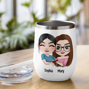 We Talk Dirty But We're Still Virgin, Personalized Wine Tumbler, Naughty Gifts For Friends - Wine Tumbler - GoDuckee