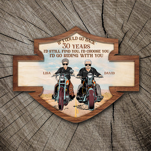 Biker Couple I'd Go Riding With You Personalized 3D 2-Layered Wood Art - Wood Sign - GoDuckee