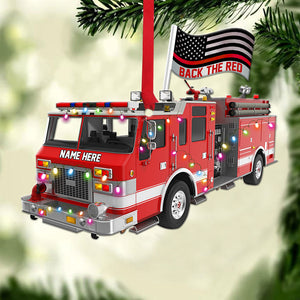 Back The Red, Fire Truck Personalized Christmas Ornament - Gift For Car Firefighter - Ornament - GoDuckee