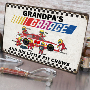 Grandpa's Garage Personalized Racing Metal Sign - Metal Wall Art - GoDuckee