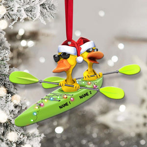 Kayaking Ducks - Personalized Christmas Flat Ornament - Christmas Gift For Couple - Ornament - GoDuckee