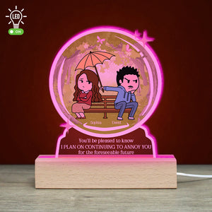 Continuing To Annoy You, Personalized Couple 3D Led Light Wooden Base - Led Night Light - GoDuckee