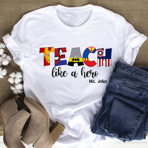 Discipline Like A Hero - Christmas Teacher Personalized Shir - Shirts - GoDuckee