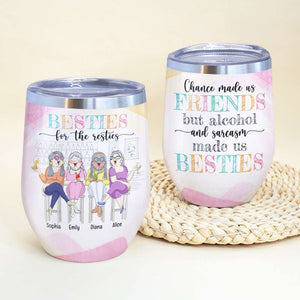 Alcohol And Sarcasm Made Us Besties - Personalized Bestie Wine Tumbler - Wine Tumbler - GoDuckee