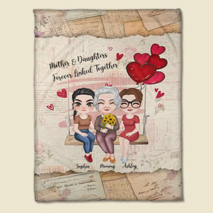 Mom & Daughter Forever Linked Together Personalized Blanket For Mom, Mother's Day Gift - Blanket - GoDuckee