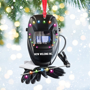 Welder Helmet and Gloves Welding Protective Gear Personalized Christmas Ornament - Ornament - GoDuckee