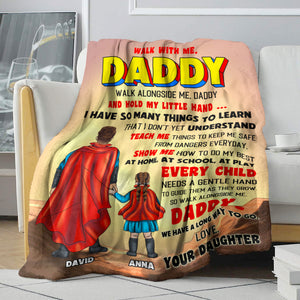 Walk With Me Daddy Personalized Father's Day Blanket - Blanket - GoDuckee