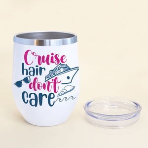 Personalized Bikini Girls Trip Wine Tumbler - Cruise Hair Don't Care - Leopard Pattern - Wine Tumbler - GoDuckee