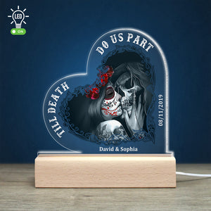 Till Death Do Us Part Personalized 3D Led Light Wooden Base, Couple Gift - Led Night Light - GoDuckee