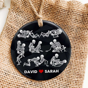 Funny Naughty Skeleton Couple Personalized ceramic Ornament, Christmas Gift For Couple - Ornament - GoDuckee