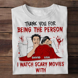 Couple Thank You For Being The Person I Watch Scary Movies With Personalized Shirts - Shirts - GoDuckee