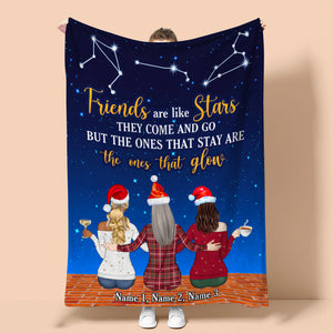 Personalized Christmas Zodiac Sister Blanket - Friends Are Like Stars They Come And Go - Blanket - GoDuckee