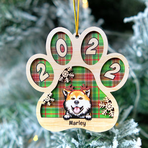 Dog Paw Personalized Wood Ornament, Christmas Tree Decor For Dog Lovers - Ornament - GoDuckee