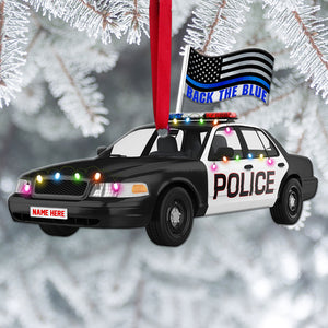 Back The Blue, Police Car - Personalized Christmas Ornament, Christmas Gift For Police Officer - Ornament - GoDuckee