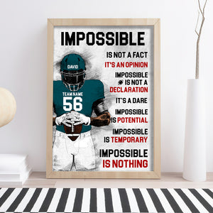Impossible Is Not A Fact It's An Opinion Personalized Football Canvas Print, Gift For Football Lovers - Poster & Canvas - GoDuckee