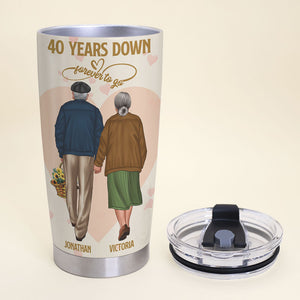 Personalized Old Couple Tumbler - 40 Years Down Forever To Go - Tumbler Cup - GoDuckee