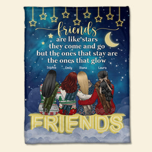 Friends Are Like Stars - Stay and Glow, Personalized Bestie Blanket - Blanket - GoDuckee