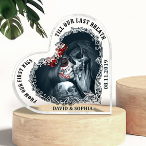 From Our First Kiss Till Our Last Breath, Personalized Acrylic Plaque, Forever Love Plaque, Gift For Lover - Decorative Plaques - GoDuckee