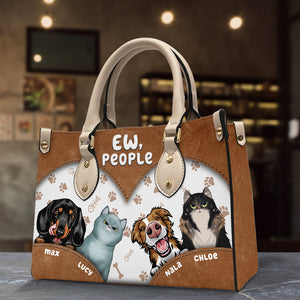 Ew, People, Personalized Leather Bag, Gift For Dog And Cat Lover - Leather Bag - GoDuckee