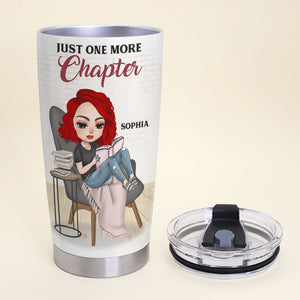 Custom Book Titles - Personalized Sitting Girl Tumbler - Just One More Chapter - Tumbler Cup - GoDuckee
