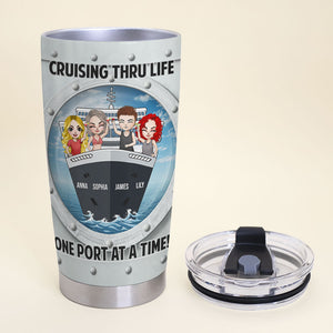 Personalized Cruising Friends Tumbler - Cruising Through Life One Port At A Time - Tumbler Cup - GoDuckee
