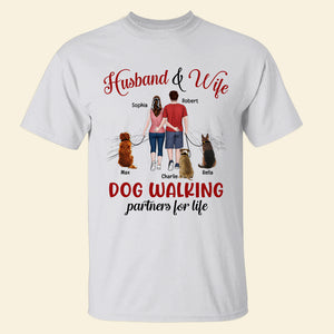 Couple Dog Walking Partners 08ntqn020223 Personalized Shirt - Shirts - GoDuckee